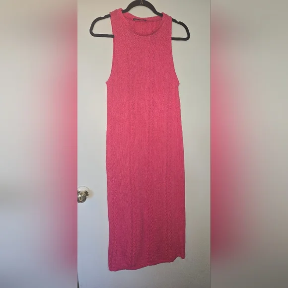 ZARA PINK CABLE KNIT SWEATER DRESS - Picture 2 of 3